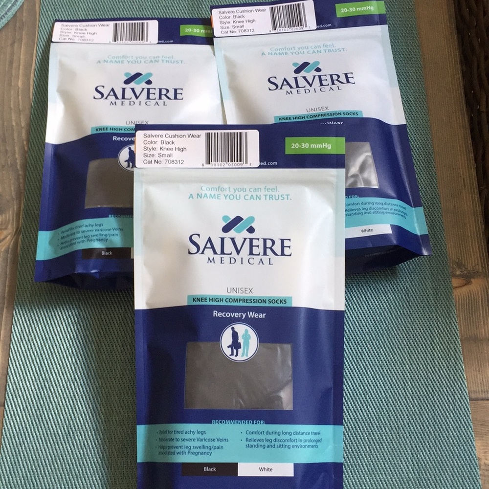 3 pair black compression stocking sock small